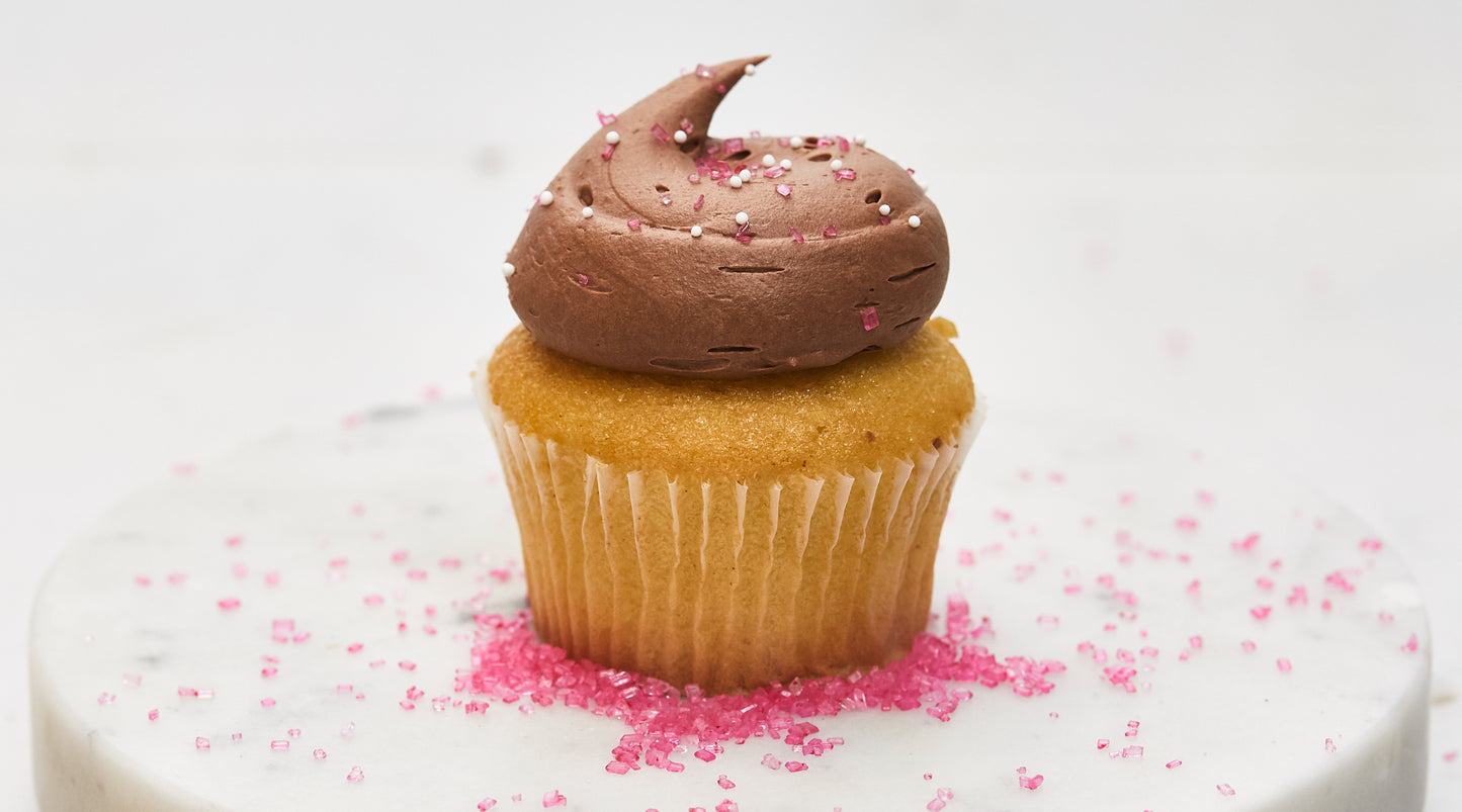 Chocolate on Vanilla Cupcake