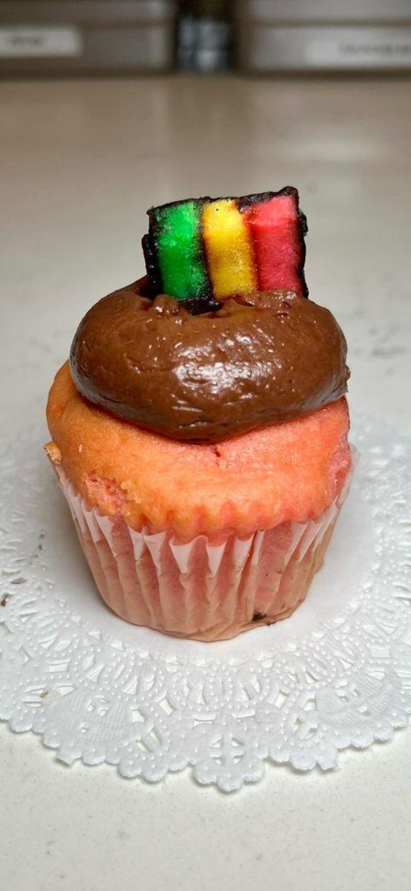 Rainbow cookie cupcake